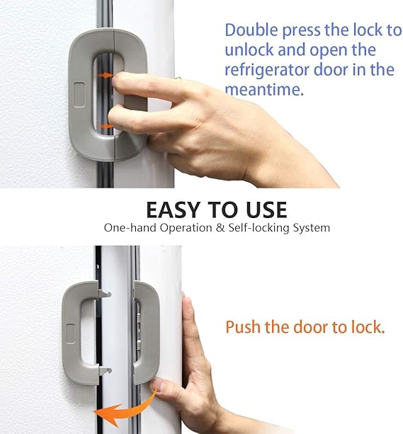 Child Safety Refrigerator Lock, Refrigerator Door Lock, Self Adhesive Freezer Door, Refrigerator Door, Double Safety Button, Home Safe Design, Child Proof Refrigerator Door Lock Multicolor